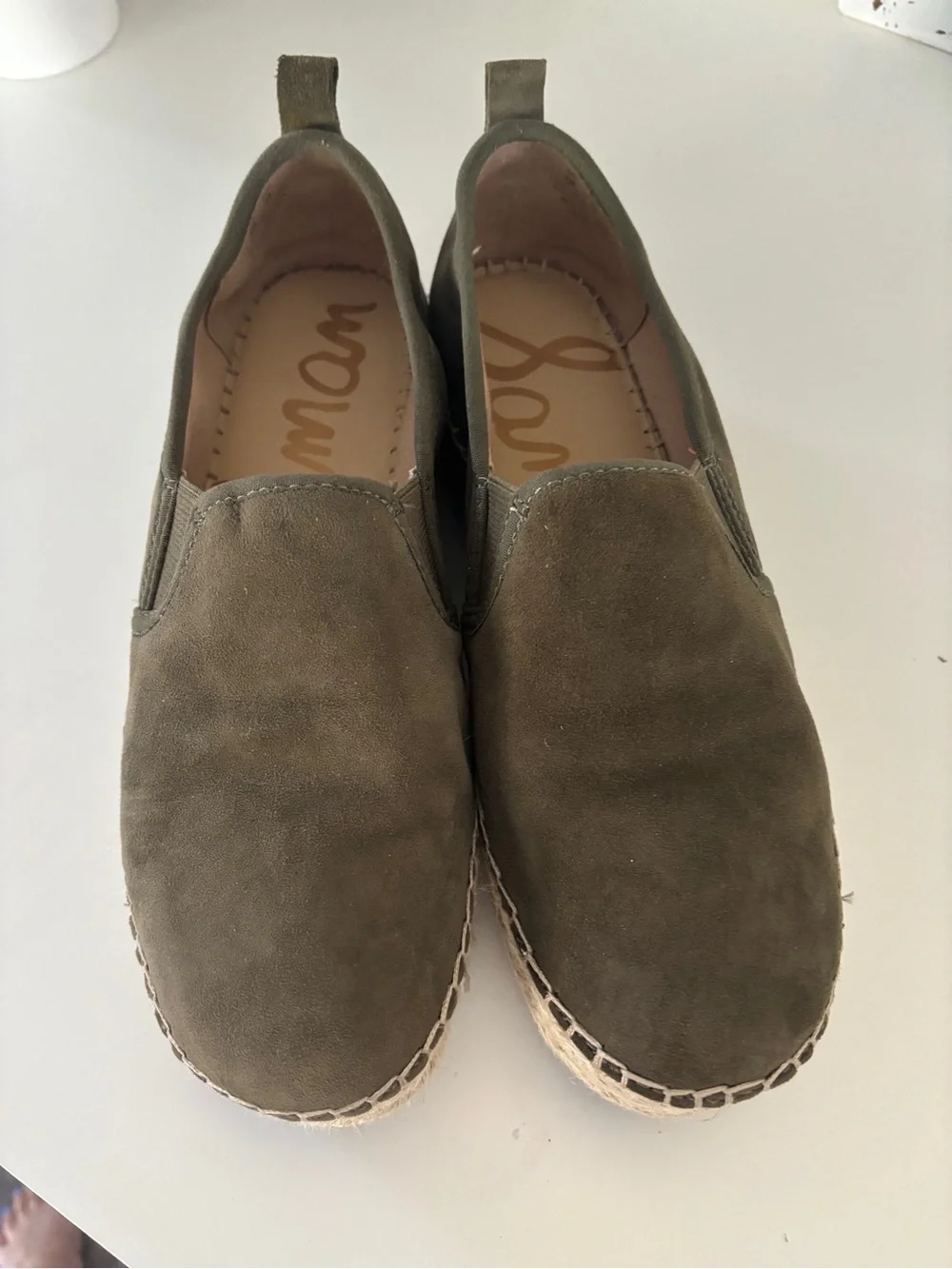 Sam Edelman Olive Suede Espadrille Platform Slip-Ons